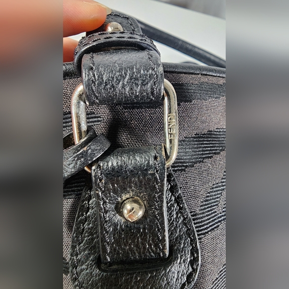 Fendi Nylon & leather black on black shoulder tote. Minor signs of use. - Picture 12 of 16